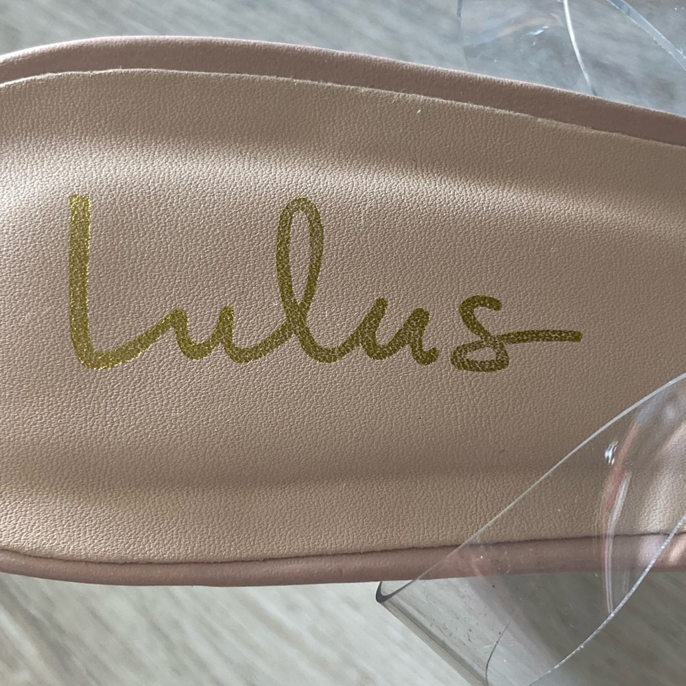 Lulu’s Sandals Transparent Strap Block Heel Shoe Formal Sexy Blush Pink Size 10 - Picture 8 of 9